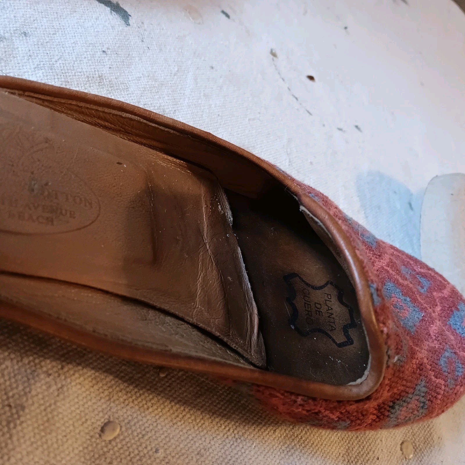 SAINT LAURENT Stubbs And Wootton Vintage YSL Rosso e Blu India Ago Punta Mules 7