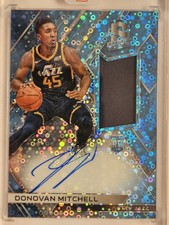 2017-18 Panini Spectra Donovan Mitchell Neon Blue Prizm Rookie Jersey Auto /99