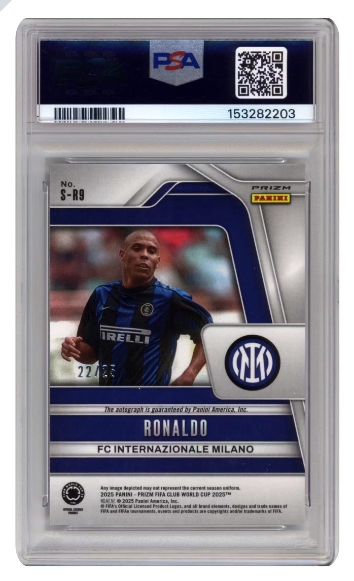 PANINI 2025 PRIZM FIFA CWC SIGNATURE-MOJO /25 #S-R9 RONALDO PSA 9 MINT view 2