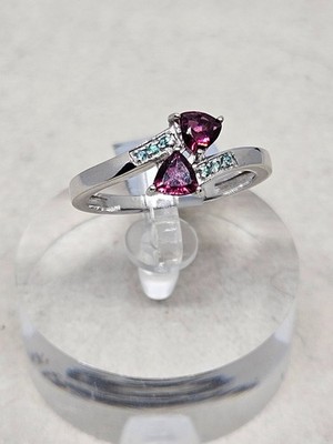 Ring 9 kt rosa Turmalin & Paraiba Turmalin Weißgold Größe S (2,63 g)