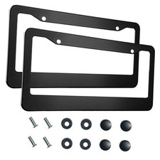 2PCS Matte Black License Plate Frames, 2 Holes Solid Aluminum wide black
