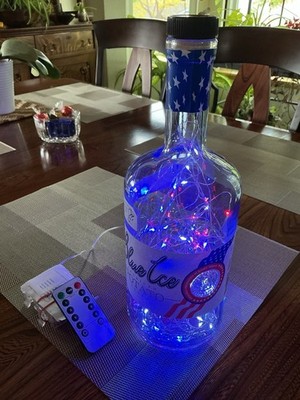 USA 250th!  Blue Ice Potato Vodka Light Up Bottle (Rigby, ID) W/Remote & Timer