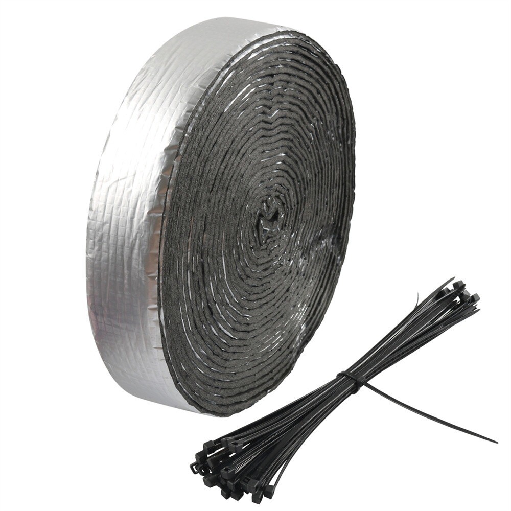 48mm x 10m Pipe Insulation Wrap Foam Tape Self-Adhesive with 100Pcs Cable Tie