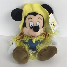 Walt Disney World Scarecrow Mickey Mouse Mini Bean Bag Halloween Plush 8"