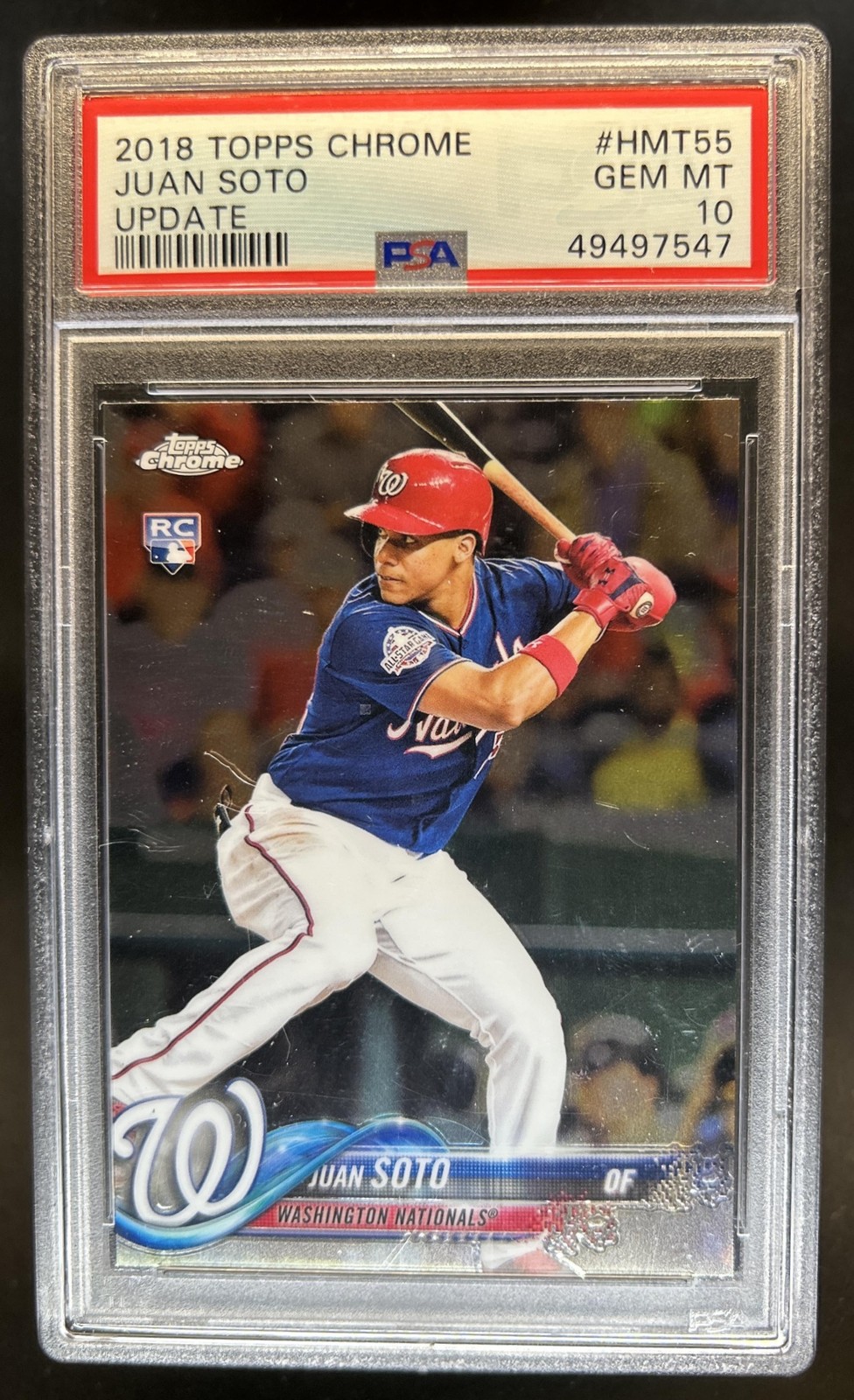 2018 Topps Chrome Update Juan Soto Rookie RC #HMT55 Nationals PSA 10 GEM MINT view 1