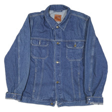 MARLBORO Herren Blau Denim Baumwollmischung Knöpfe Jacke M Freizeit Classic Stil