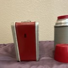 Red & Silver Metal Lunchbox w/ Gray Ribbed Thermos and Red Cup Lid — photo 4