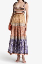 NEW NWT Zimmermann Sz 0 Devi Crochet Paisley Spliced Cotton Max Strapped Dress