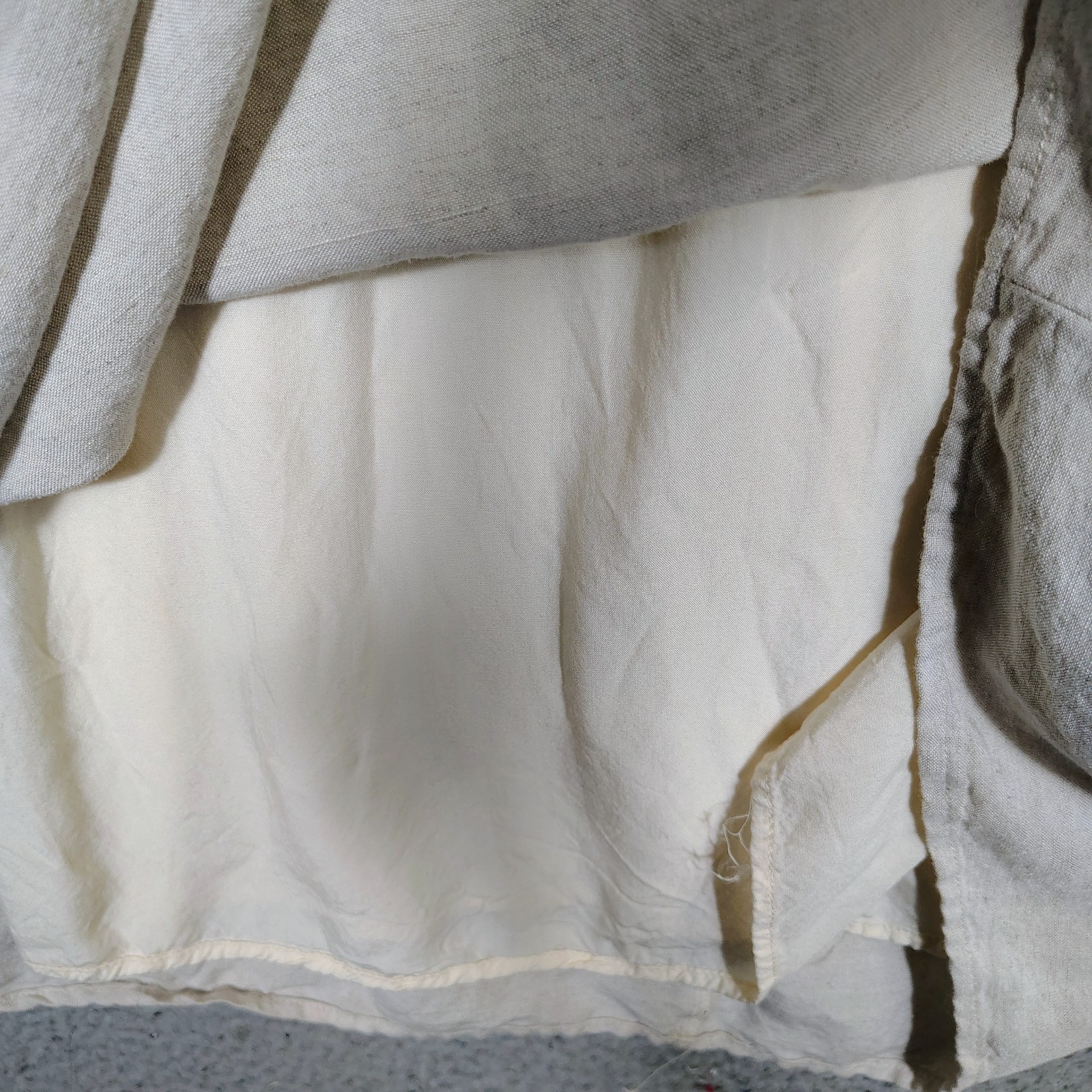 Veiled Midi Dress Women's M/Short Beige Linen Blend Pleated Minimalist Modest