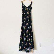 NWT Reformation SIZE 0 Lecce maxi sweetheart dress in Night Bloom black floral