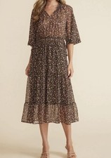 Minkpink Amaya Women's Medium Dress Abstract Foliage Casual Artsy