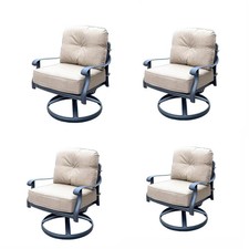 Elisabeth Cast Aluminum 4 Pc Set Swivel Rocker Club Chair Set in Antique