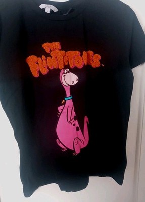 Damen T-Shirt Schwarz The Flintstones Shirt Clockhouse Gr. M
