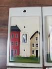Vtg Hand Painted Rustic Wood Lightswitch Cover Lot w/ Hardware Country Barn Farm — photo 2