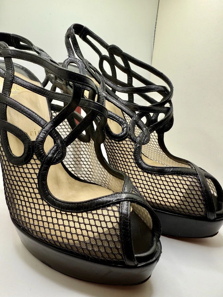 Salto Christian Louboutin Branda Sling Back rede preto - Imagem 3 de 4