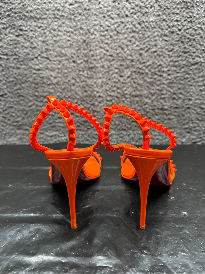 Sandalia Christian Louboutin So Me 100 charol con tiras naranja para mujer talla 38 Foto 3 de 4
