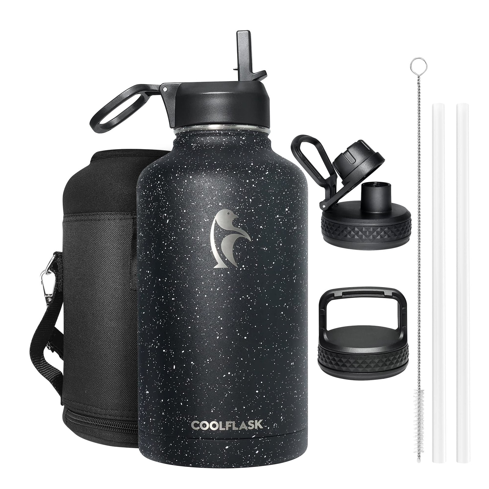 Bouteille d'eau isotherme 2L gourde demi gallon réutilisable avec paille sport et voyage