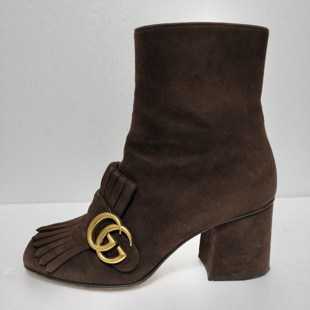 GUCCI Boots Heel GG Marmont Suede Brown EU35/US5 107364c thumbnail 12