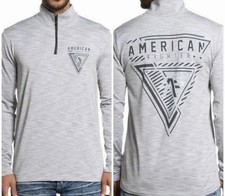 American Fighter Gray 1/4 Zip Mock Neck Pullover Long Sleeve Shirt Men's M