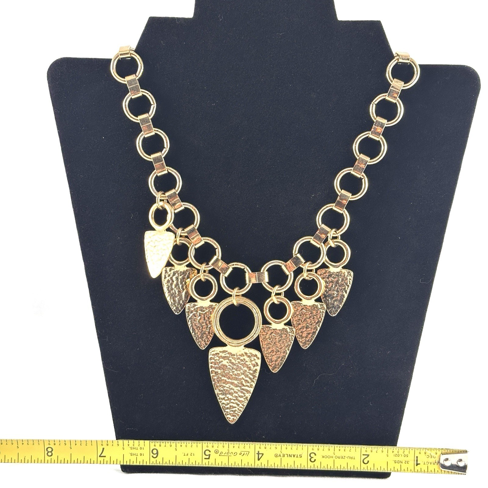 Vtg Goldtone Dangle Arrowhead Statement Necklace … - image 7