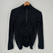 Athleta Sweatshirt Womens Small Black Fastest Track Half Zip Pullover