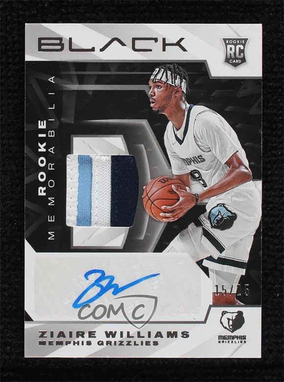 2021-22 Panini Black Rookie Memorabilia Silver 15/25 Ziaire Williams Auto RC x3x