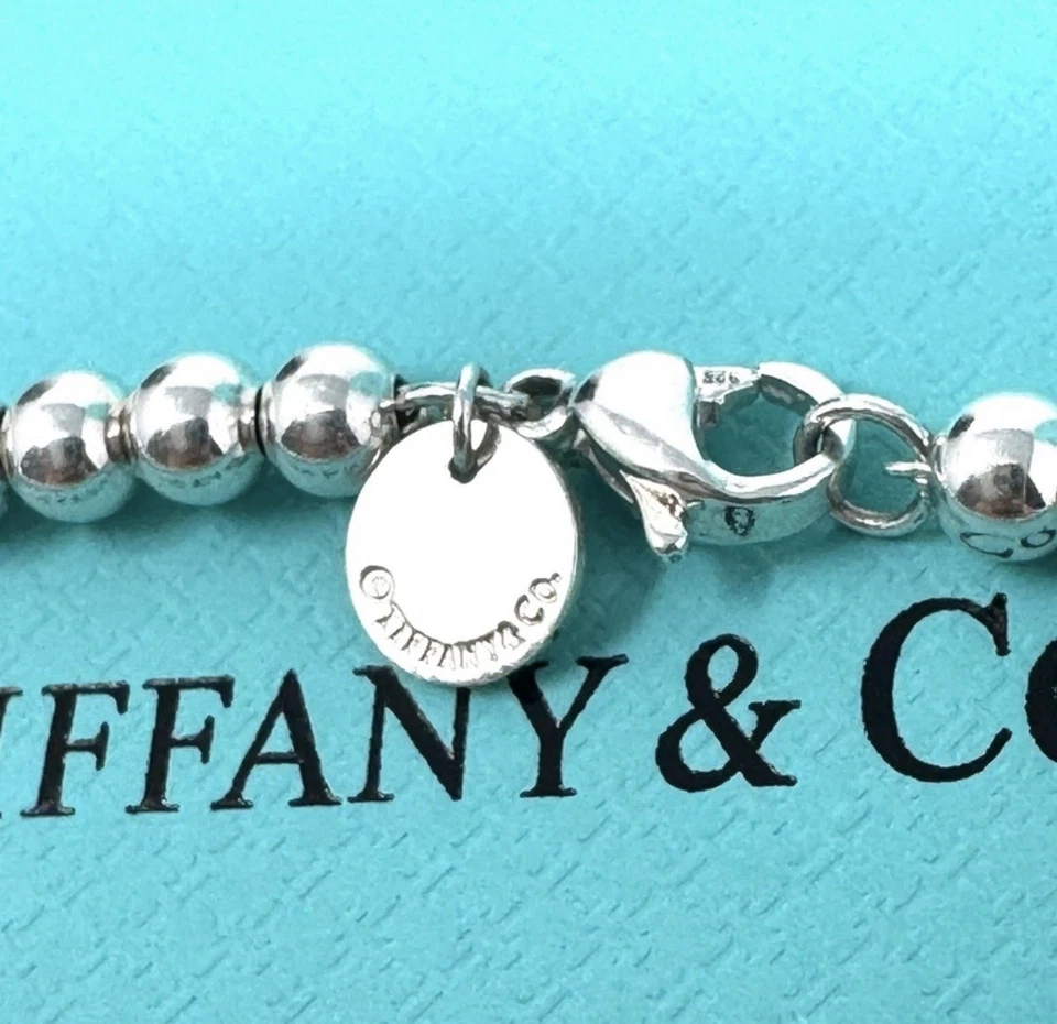 Pulsera Tiffany & Co. Corazón Azul Cuentas 7.5" Largo Foto 4 de 4