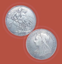 1895 UK Crown – Queen Victoria Veiled Head – LIX Edge – Silver – VF35