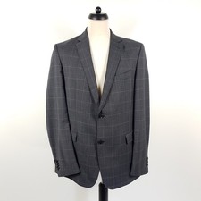 Windsor Sartorial Jacket Coat Mens Size 54 Gray Plaid Shaped Fit Super 110 Wool