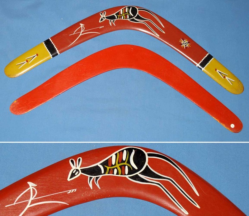 CQ3 Red Fibre Board Traditional Boomerang made by Bill Onus - Right Handed