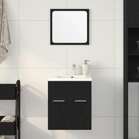 2-Tlg. BadmöBel-Set Schwarz Eichen-Optik Holzwerkstoff