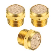 3pcs Brass Pneumatic Exhaust Muffler G 1/4 Flat Air Compressor Muffler, Golden