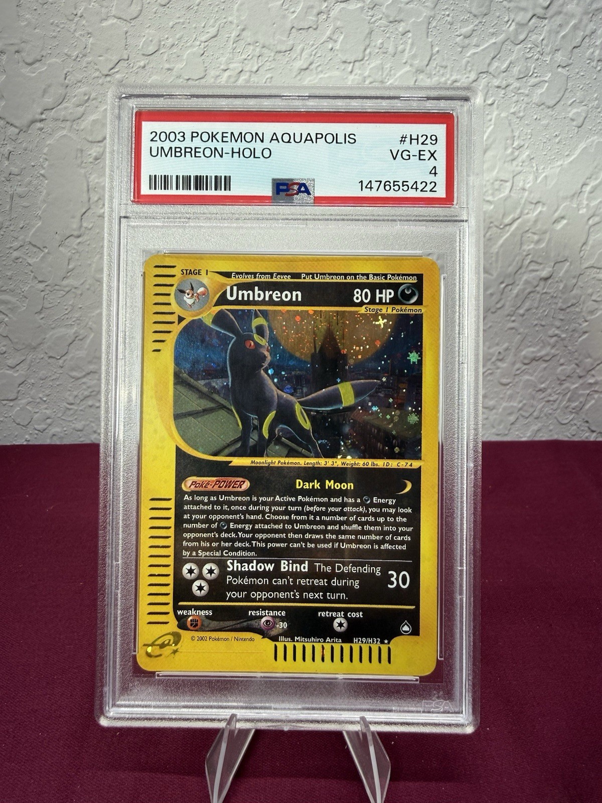 Pokemon TCG Umbreon Holo Aquapolis #H29 Vintage WOTC PSA 4 Very Good-Excellent