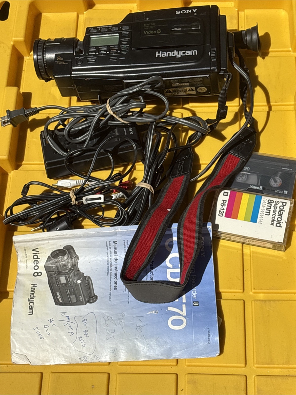 Sony CCD-F70 Handycam Camcorder Black No Battery Includes Charger Cables As Is-image