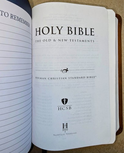 Holman HCSB Ultra Thin Bible; 2012 Brown Leather Touch Indexed; 10 Point - Foto 7 di 12