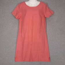 L.L. Bean Dress Womens 10 Coral Linen Short Sleeve Capsule Shift Casual Summer