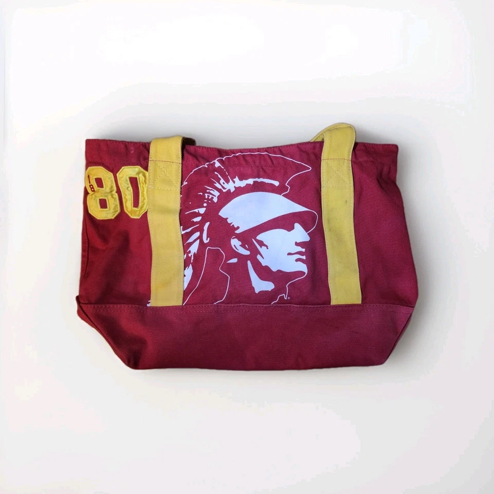 VICTORIA'S SECRET PINK LOVES USC TROJANS SHOULDER CANVAS TOTE BAG RED RARE SOCAL - Image 3 of 4