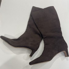 Chocolate Brown Faux Suede Knee High Boots 2 Heel Size 6.5 Women s NWOB