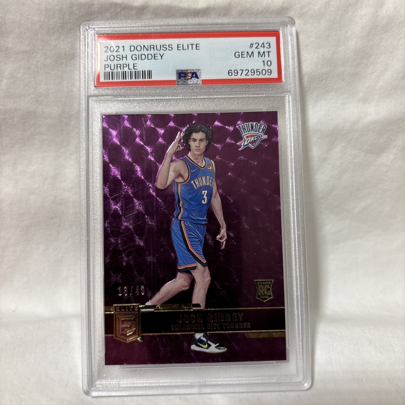 Josh Giddey 2021-22 Panini Donruss Elite PURPLE /49 PSA 10 GEM MINT POP 5 !