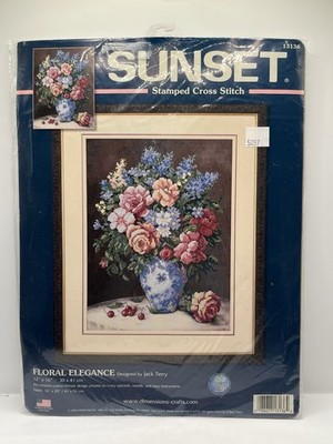 Sunset Floral Elegance Stamped Cross Stitch Kit 13136 Jack Terry 2004 Dimensions