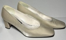 Vintage Stuart Weitzman Anna Oyster Sparkle Lame Leather Soles 8B 52624418
