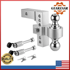 2" Receiver 6" Drop/Rise Adjustable Tow Hitch Dual Ball Mount Trailer 18500 lb