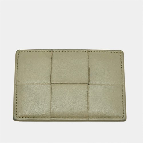 Bottega Veneta Cassette Green Intrecciato Leather Card Holder