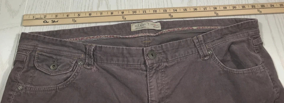 Vintage Old Navy Corduroy Pants Women 18 Purple Mid Rise Button Flap Pockets Y2K - Image 3 of 4