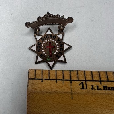 Vintage in Hoc Signo Vinces Knights Templar Masonic Pendant 1800s Early 1900s