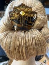 Large Celluloid Spanish Mantilla Hair Comb Vintage Faux Tortoise Shell