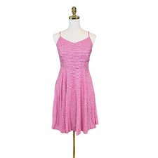 Old Navy Womans Size M Pink Striped Spaghetti Strap Fit Flare Dress Sundress