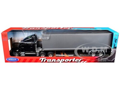 KENWORTH T2000 TRUCK BLACK W/CONTAINER 1/32 DIECAST MODEL BY WELLY 32211W-BK