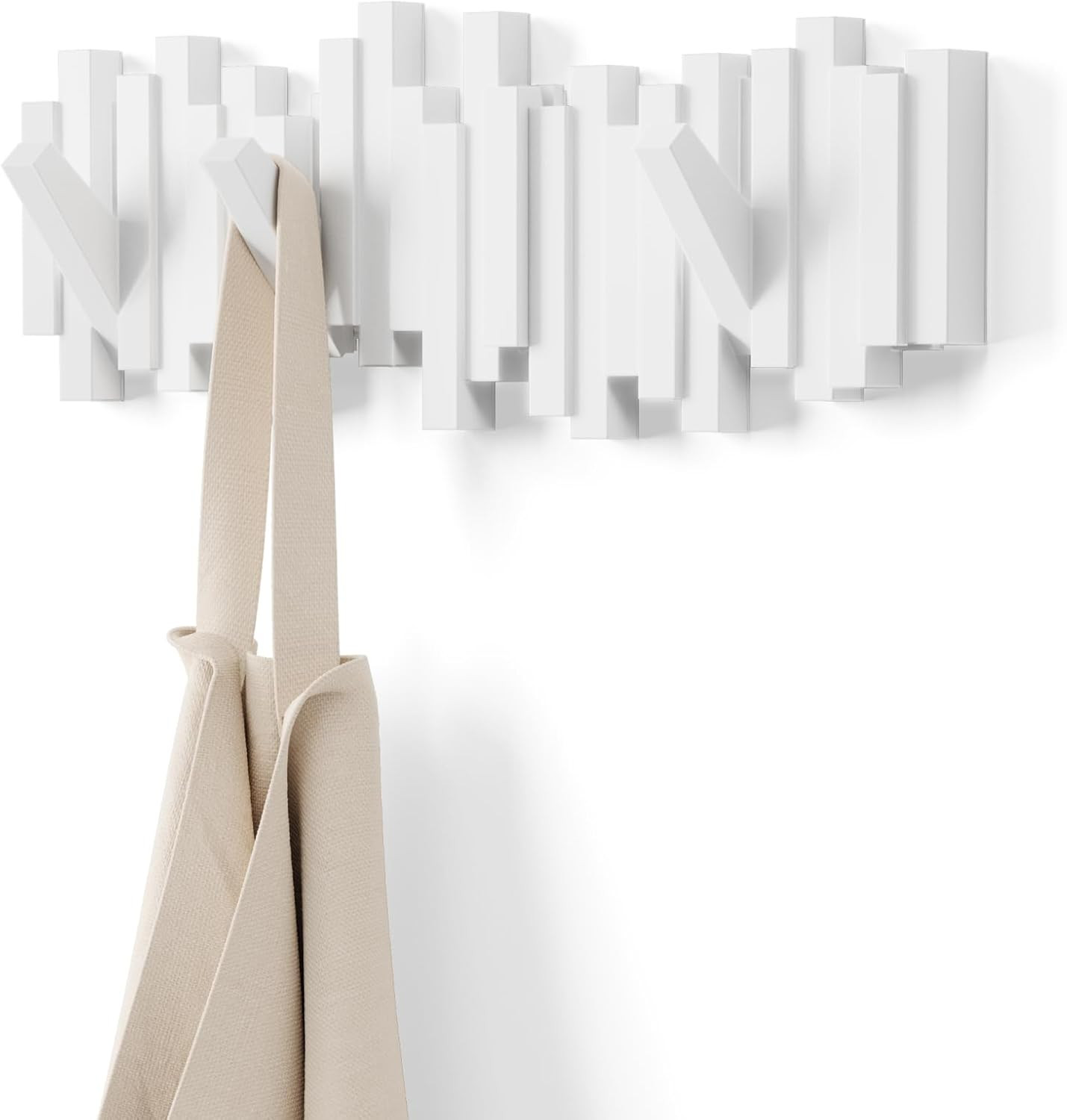 Appendiabiti Sticks Bianco 5 Ganci: Salvaspazio Moderno per Ingresso