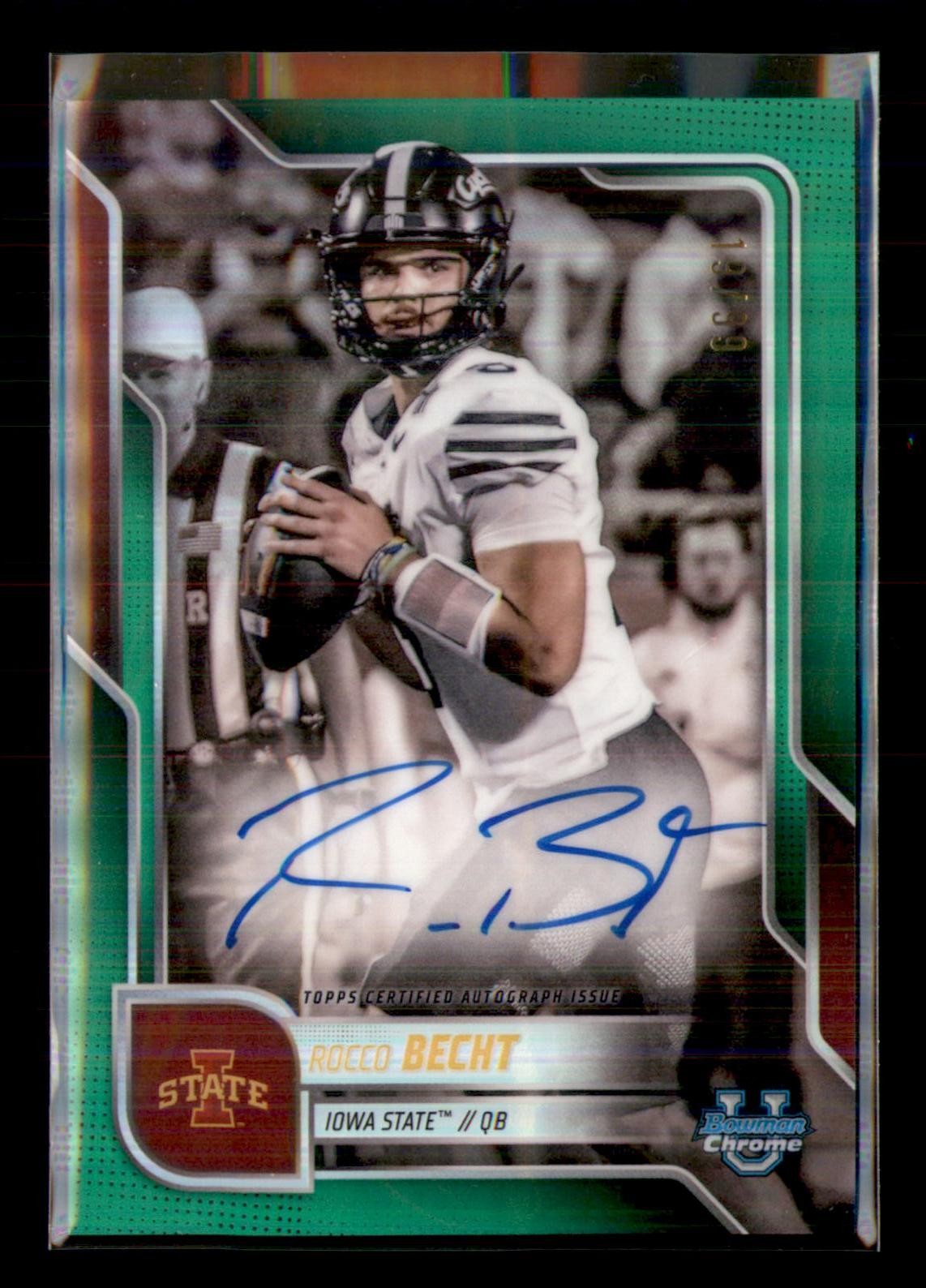 2025 Bowman University Chrome #BCA-RB Rocco Becht Prospect Autographs Green #/99